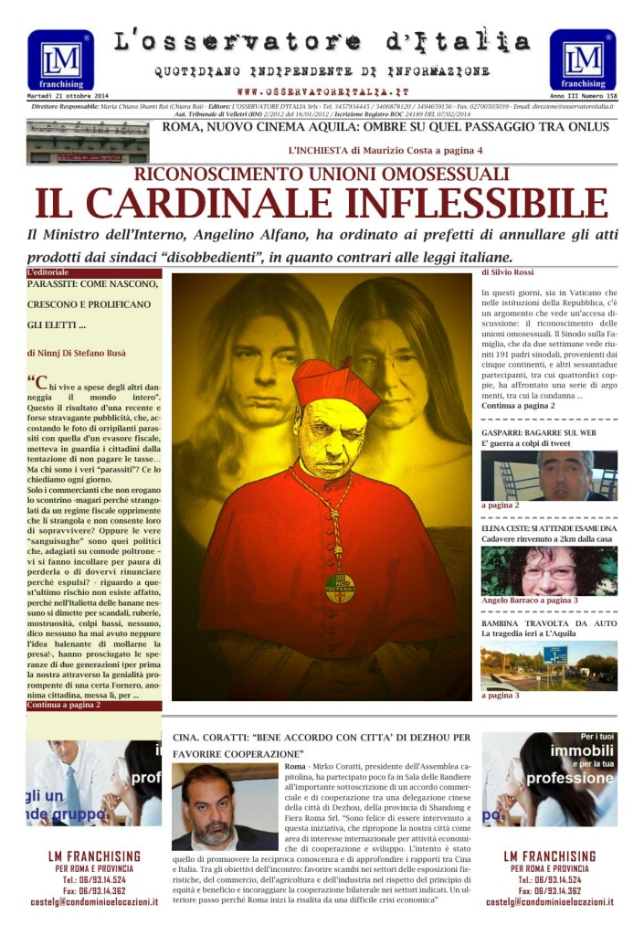L'osservatore d'Italia edizione del 21 Ottobre 2014